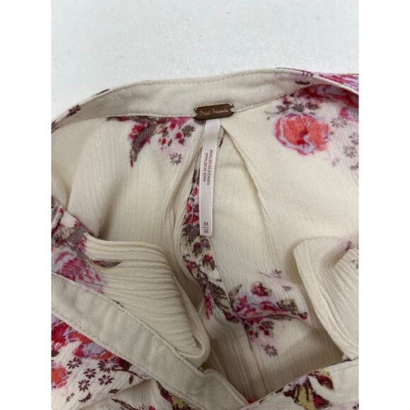 Free People Womens Tree Swing Tunic Dress Sz Medium Boho Cream Pink Floral Hi Lo - Picture 6 of 8